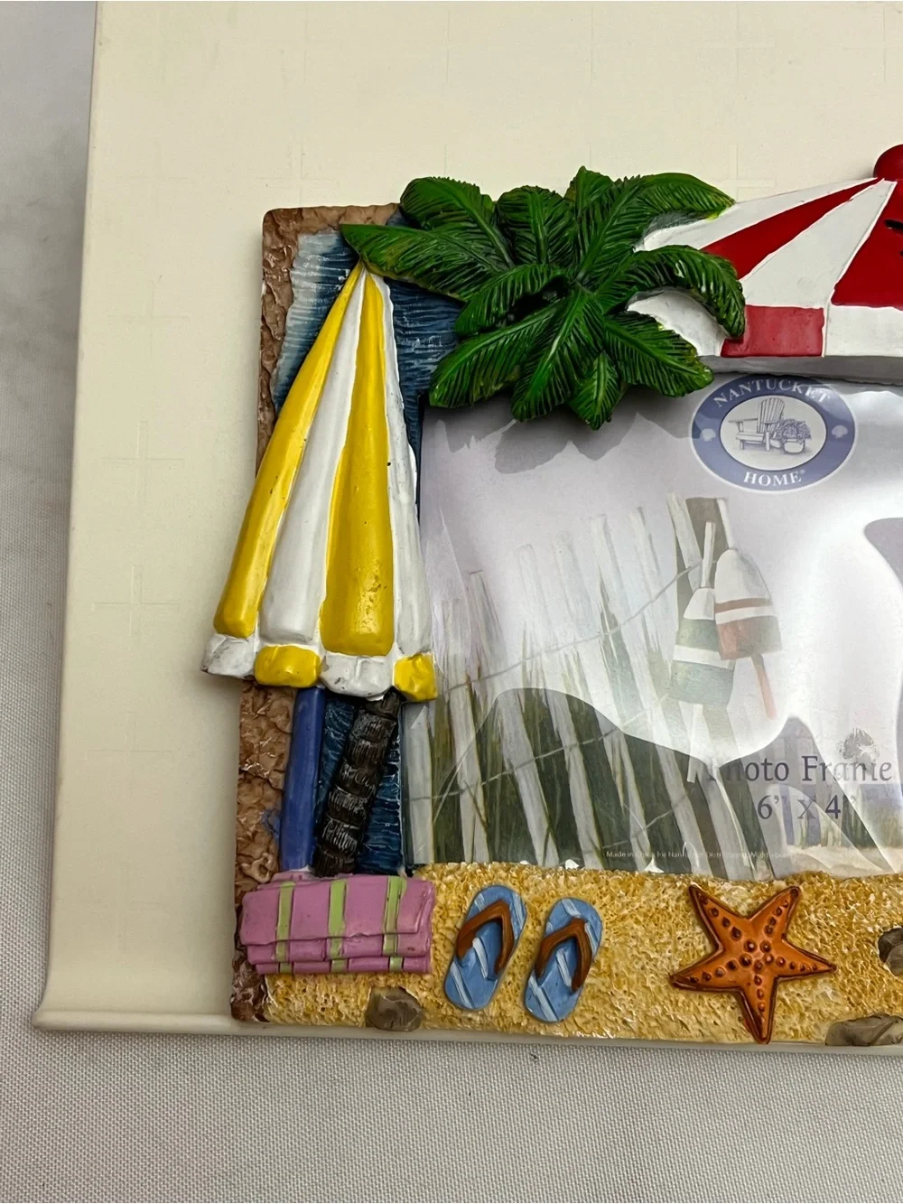 Nantucket Home Beach Picture Frame 6x4 Palm Tree Umbrella Coastal Nautical